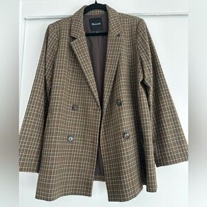 Madewell Double Breasted Plaid Blazer